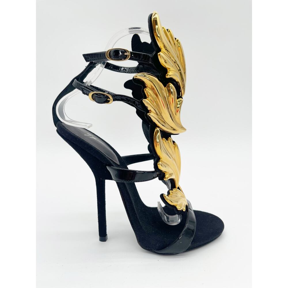 Giuseppe Zanotti Rare Cruel Summer Coline Black Gold Wing Stiletto Sandals IT 36 - Picture 3 of 12
